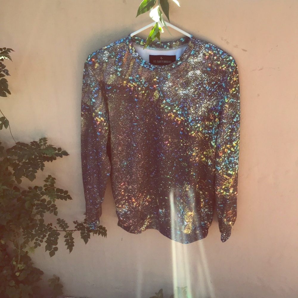 2D Glittering crew neck sweatshirt